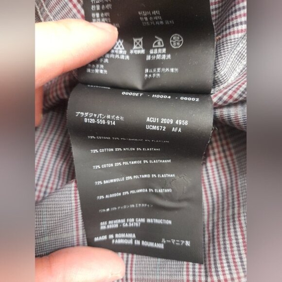 Prada - Mens Casual Checkered Button Down Shirt -Size: 41/16 - Picture 8 of 11